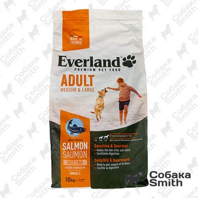 Cухой корм для собак средних и больших пород с чувствительным пищеварением Эверленд з лососем 10кг 3396 фото