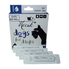 Капли ПЕСиК от блох и клещей для собак весом 20-40 кг, 4 пипетки х 3 мл 3449 фото