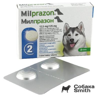 Мілпразон д/собак масою тіла понад 5 кг таб 12,5 мг/125 мг №2 3796 фото