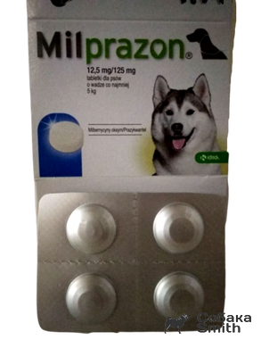 Мілпразон д/собак масою тіла понад 5 кг таб 12,5 мг/125 мг № 4 (без коробки) 3797 фото
