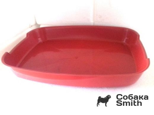 Туалет для кота без сетки, 32 х 27 х 5 см, красный 2572 фото