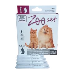 Краплі Зоосет протипаразит. д/собак/котів 2-10 кг піп.0,8 мл №4 3295 фото